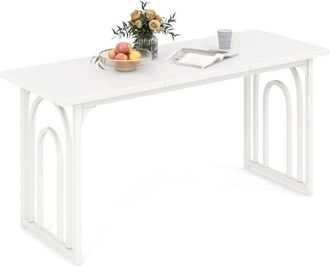 Costway Costway - Mesa de Comedor para 6-8 Personas, Mesa de Cocina Moderna con Tablero de Mármol Sintético, Patas de Metal, Carca de 150 kg, para Comedor