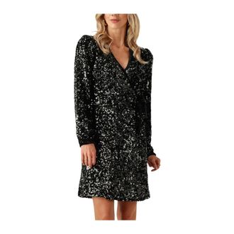 Y.A.S Yaselle LS Wrap Dress - Dames - Feestkleedjes - Zwart - XS - Polyester - Kleedjes