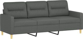 vidaXL Sof&aacute; De 3 Plazas De Tela Gris Oscuro 180 Cm Vidaxl