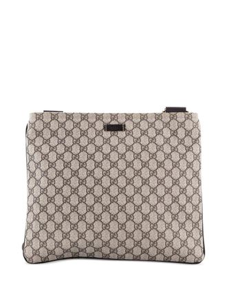 Gucci Zip Top Messenger Bag GG Coated Canvas Large crossbody bag - Marrone