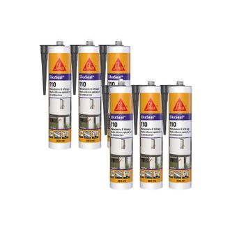 Sika Sika - Paquete De 6 Seal 110 Sellantes De Silicona Para Ventanas Y Acristalamientos - Antracita - 300ml
