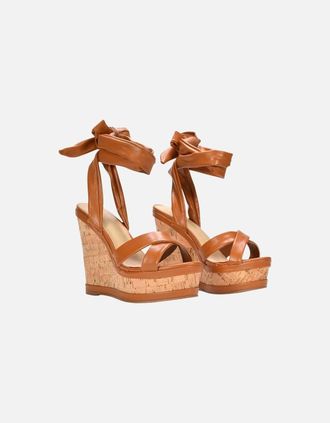 XY London Womens XY London Womens/Ladies Kammie Cork Lace Up Strappy Wedge Sandals - Brown - Size: 3