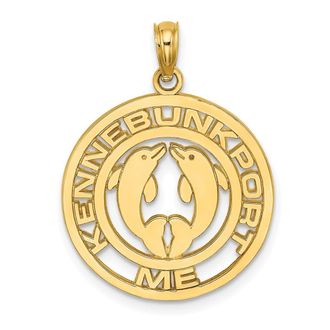 Diamond2Deal 14k Yellow Gold KENNEBUNKPORT Dolphins Charm