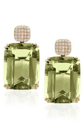 Goshwara Gossip Cushion Cut Drop Earrings in Translucent Green at Nordstrom
