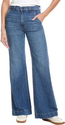 ASKK NY Summer Linen-Blend Medium Wash Wide Leg Jean