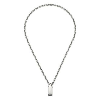 Gucci Necklaces, female, Gray, Size: ONE SIZE Trademark Necklace in sterling silver with padlock motif and trademark detail_50cm
