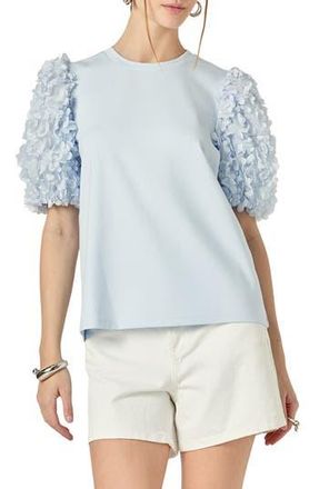 English Factory Flower Mixed Media Top in Powder Blue at Nordstrom Rack, Size X-Small