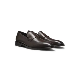 BOSS Leather loafers with Double B monogram trim
