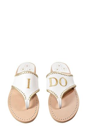 Jack Rogers Embroidered I Do Thong Sandal in White/platinum/plati at Nordstrom, Size 5.5