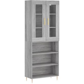 vidaXL Vidaxl - Aparador Alto Madera Contrachapada Gris Sonoma 69,5x34x180 Cm
