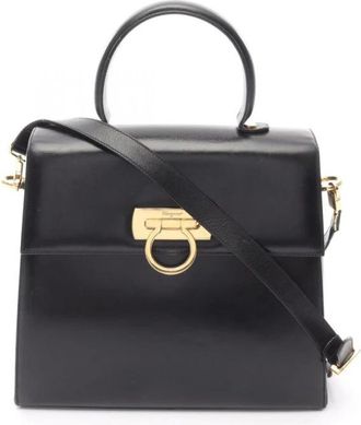 Ferragamo Pre-owned Handbags, female, Black, Size: ONE SIZE Pre-owned Structured Top Handle Bag