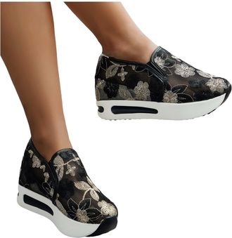 Generic Women Running Gym Trainers Orthopedic Sport Shoes Summer Women Sneakers Stripes Mesh Breathable Comfortable Casual Walking Sneakers Womens White Platf