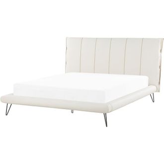 Beliani Cama Con Somier Tapizada En Piel Sint&eacute;tica Beige Claro Con Patas De Metal 160 X 200 Cm Estilo Moderno Betin