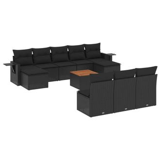 vidaXL Vidaxl - Set Divani Da Giardino 11 Pz Con Cuscini In Polyrattan Nero