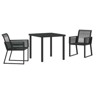 Berkfield Home 3 Piece Garden Dining Set Black Poly Rattan