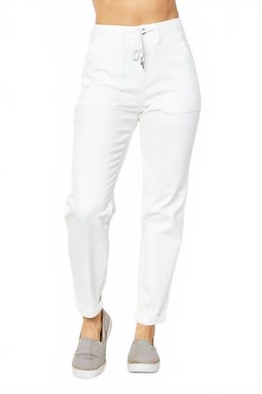 Judy Blue High Waist Cuffed Joggers Jeans In White
