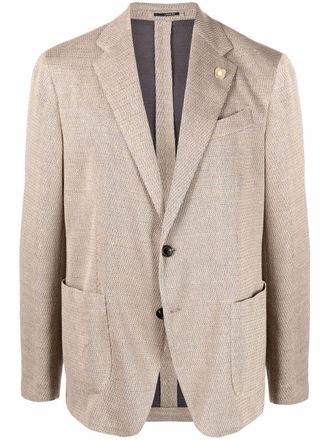 Lardini classic tailored blazer - men - Polyamide/Viscose/Cupro/Linen/Flax - 52 - Neutrals