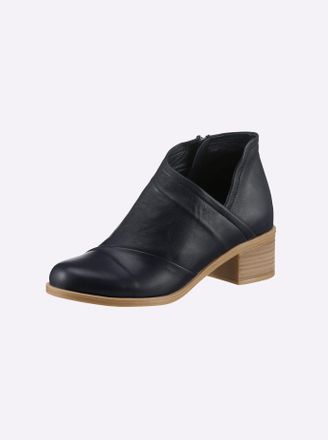 Heine Stiefelette HEINE, Damen, Gr. 39, blau (marine), Glattleder, Leder, Rindsleder, Schuhe Stiefelette