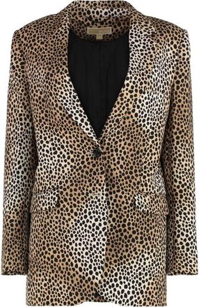 Michael Kors Jassen, Dames, Veelkleurig, L, Polyester, Cheetah Print Stretch Crepe Blazer