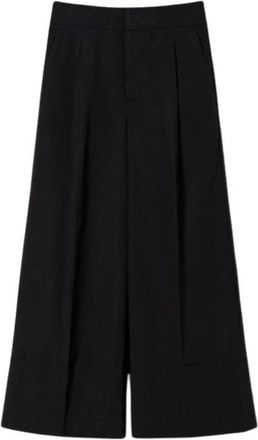 Twinset Straight Fit Poplin Broek - Dames - Wijde Broeken - Zwart - M - Katoen - Broeken