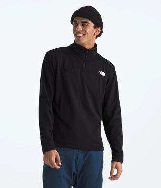 The North Face Cedar Trail Grid Jacket Mens Black Fleece 1/4 Zip DDR2822