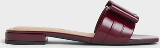 Charles & Keith Lu Patent Leather Bow Slide Sandals