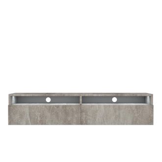 Selsey Selsey - Rednaw - Mueble Tv Con Dos Cajones - Hormig&oacute;n - Con Iluminaci&oacute;n Led - 140 Cm