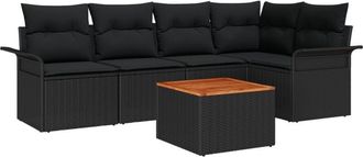vidaXL Vidaxl - Garden Sofa Set with Cushion Manual 6 pcs Black 55 x 55 x 37 cm