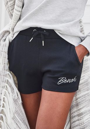 Bench Relaxshorts BENCH. LOUNGEWEAR, Damen, Gr. 32/34, N-Gr, schwarz, Interlock, Obermaterial: 100% Baumwolle, unifarben, Basic, Basic kurz, Hosen Relaxshor