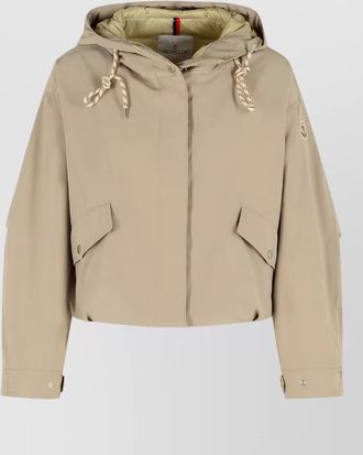 Moncler eucalyptus hooded jacket drawstring front pockets