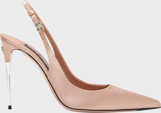 Dolce & Gabbana Satin Metallic-Stiletto Slingback Pumps