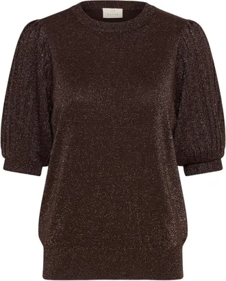 Kaffe Truien & Vesten, Dames, Bruin, XS, Ronde hals gebreid