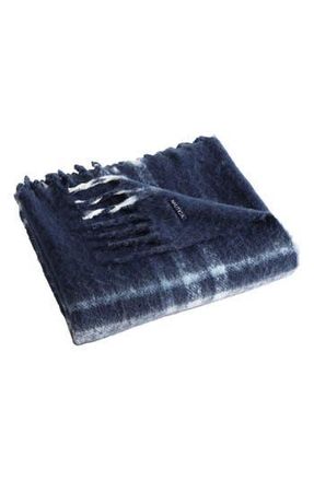 Nautica Ryan Cove Plaid Microfiber Throw Blanket in Dark Blue at Nordstrom Rack