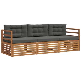 vidaXL Conjunto De Sof&aacute;s De Exterior 3 Pcs Natural Y Antracita Vidaxl