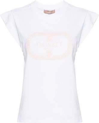 Twin-Set embroidered-logo sleeveless T-shirt - women - Cotton/Polyester - M - White