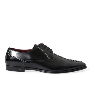 Dolce & Gabbana Zwarte Leren Kristal Formele Schoenen - Heren - Nette schoenen - Zwart - 40 EU - Leer - Schoenen