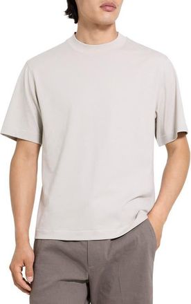 Theory Relaxed Stripe Cotton Blend T-Shirt in Silver Cloud at Nordstrom, Size Xx-Large