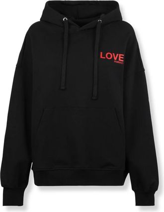 Fiorucci Kissing Angels Love Relaxed Hoodie - Dames - Hoodies - Zwart - M - Katoen - Hoodies & sweatvesten