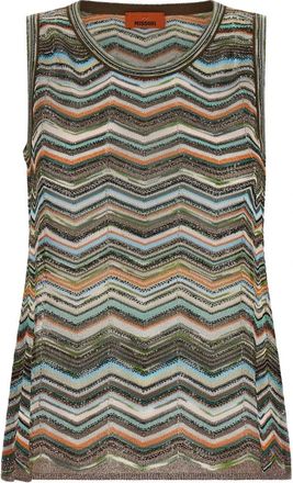 Missoni Top zonder mouwen met Viscose-blend en Chevron-patroon - Dames - Ronde hals truien - Veelkleurig - S - Truien & Vesten