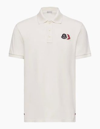 Moncler Mens Triple Logo Polo White - Size: 44