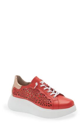 Wonders Laser Cutout Platform Sneaker in Flame/Rame at Nordstrom, Size 9.5-10Us