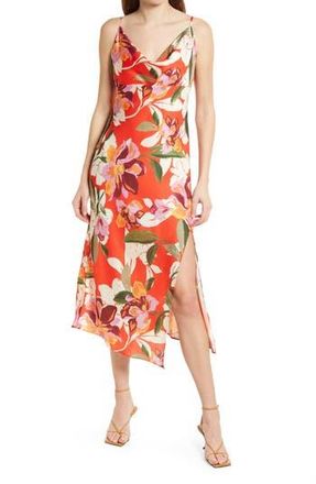 Adelyn Rae Faith Floral Print Slipdress in Mandarin Red at Nordstrom Rack, Size Medium