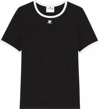 Courr&egrave;ges T-Shirt aus Baumwolljersey