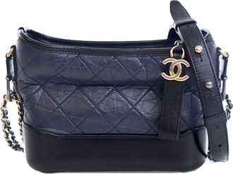 Chanel Navy Blue Small Bicolor Aged Calfskin Gabrielle Crossbody