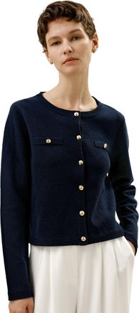 LilySilk Merino Wool Golden Buttons Cardigan