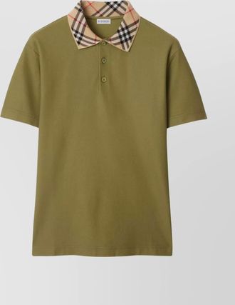 Burberry check collar cotton polo shirt