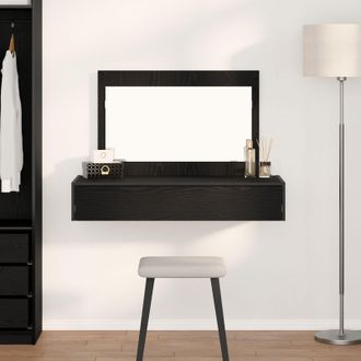 Berkfield Home Wall-Mounted Dressing Table in Black Oak, 100x40x70 cm | Size: 100 x 40 x 70 cm