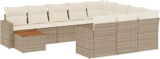 vidaXL Set De Sof&aacute;s De Jard&iacute;n 11pzas Con Cojines Rat&aacute;n Sint&eacute;tico Beige Vidaxl