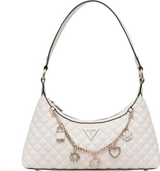 Guess Co Everlee quilted chain charm shoulder bag - women - Polyurethane - One Size - White