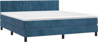 vidaXL Cama Box Spring Con Colch&oacute;n Terciopelo Azul Oscuro 160x200 Cm Vidaxl